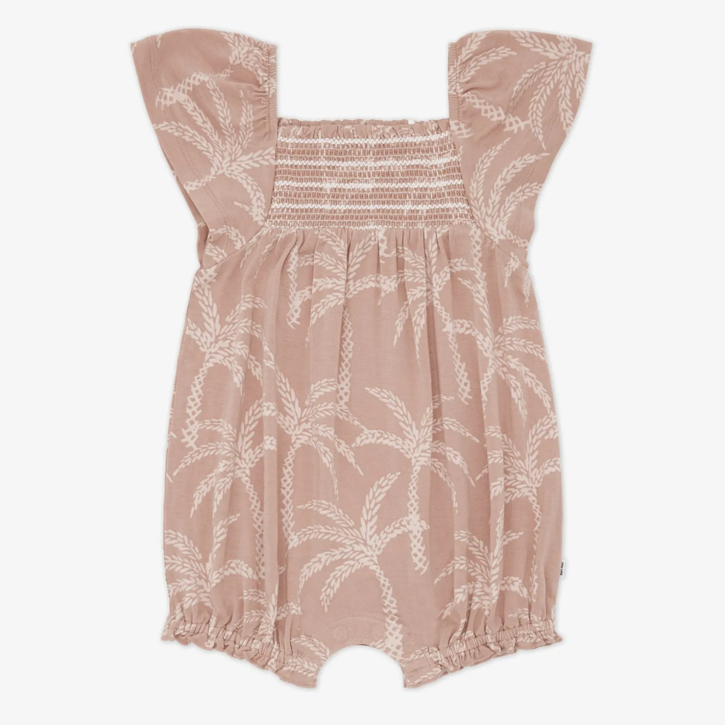 Sandy Palms Smocked Flutter Romper