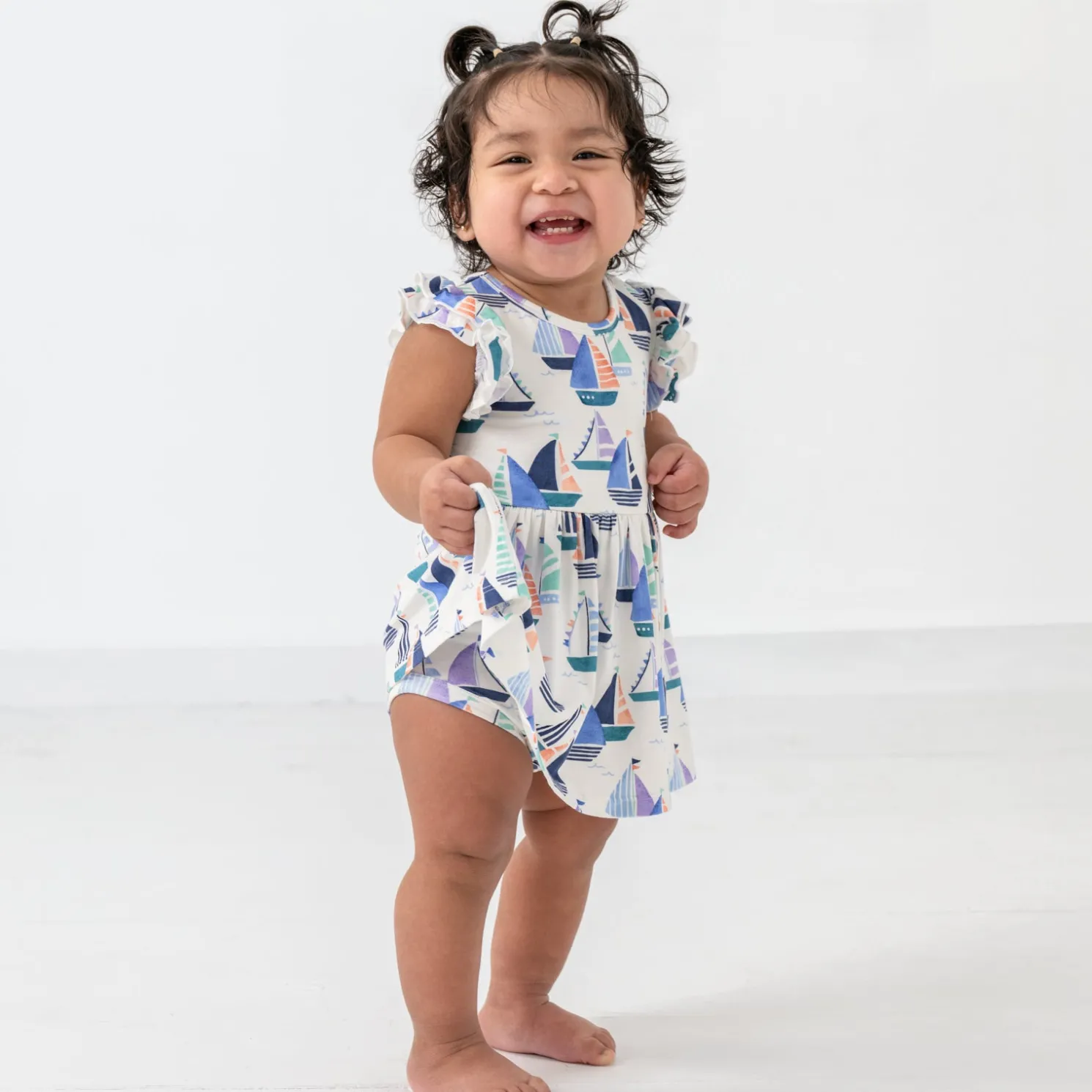 Seas The Day Flutter Skater Dress with Bodysuit