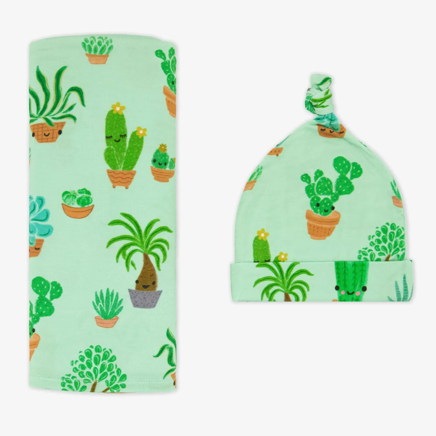 Succulent Love Swaddle & Hat Set