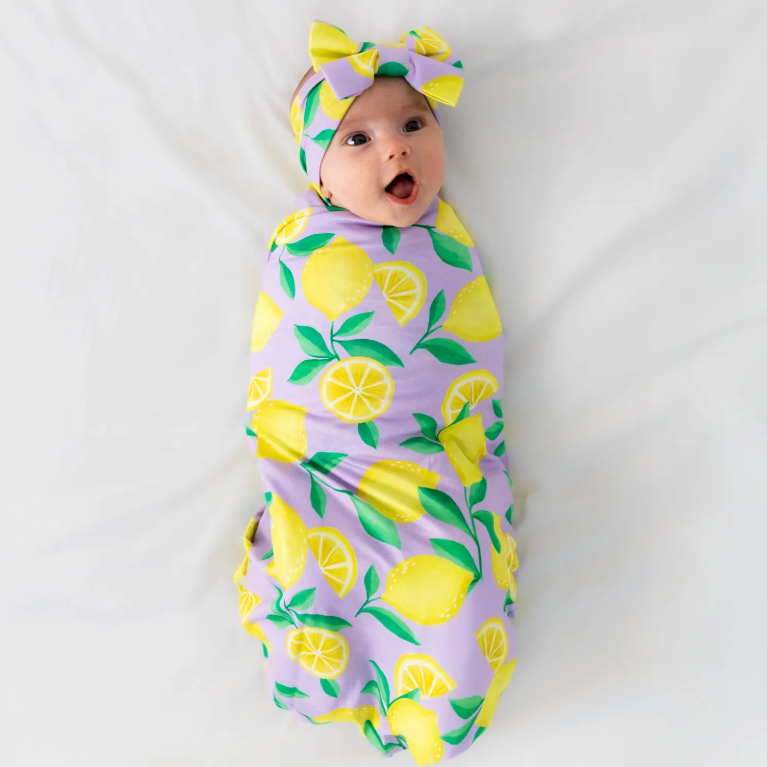 Sunny Citrus Swaddle & Luxe Bow Headband Set