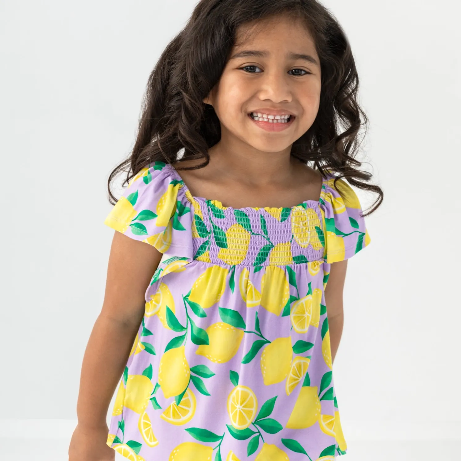 Sunny Citrus Smocked Flutter Top