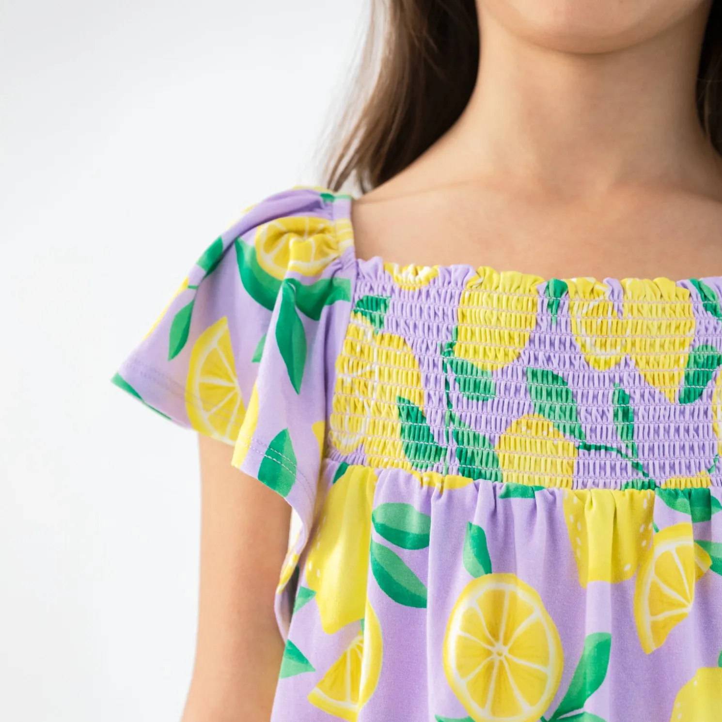 Sunny Citrus Smocked Flutter Top