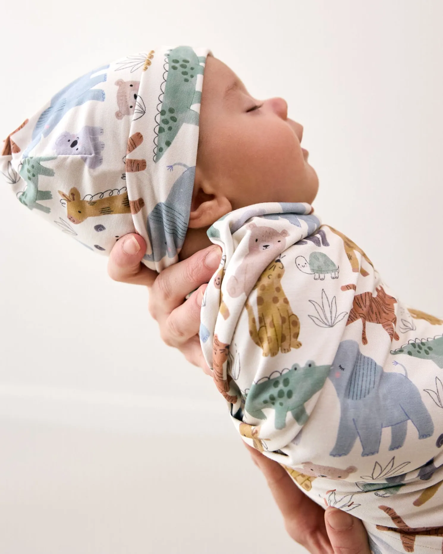 Sweet Safari Swaddle & Infant Beanie Set