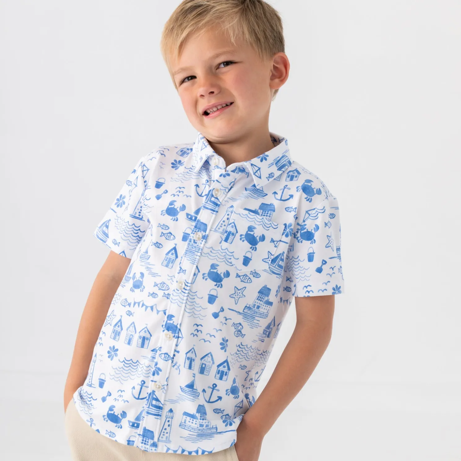 Tidal Treasures Button Down Polo