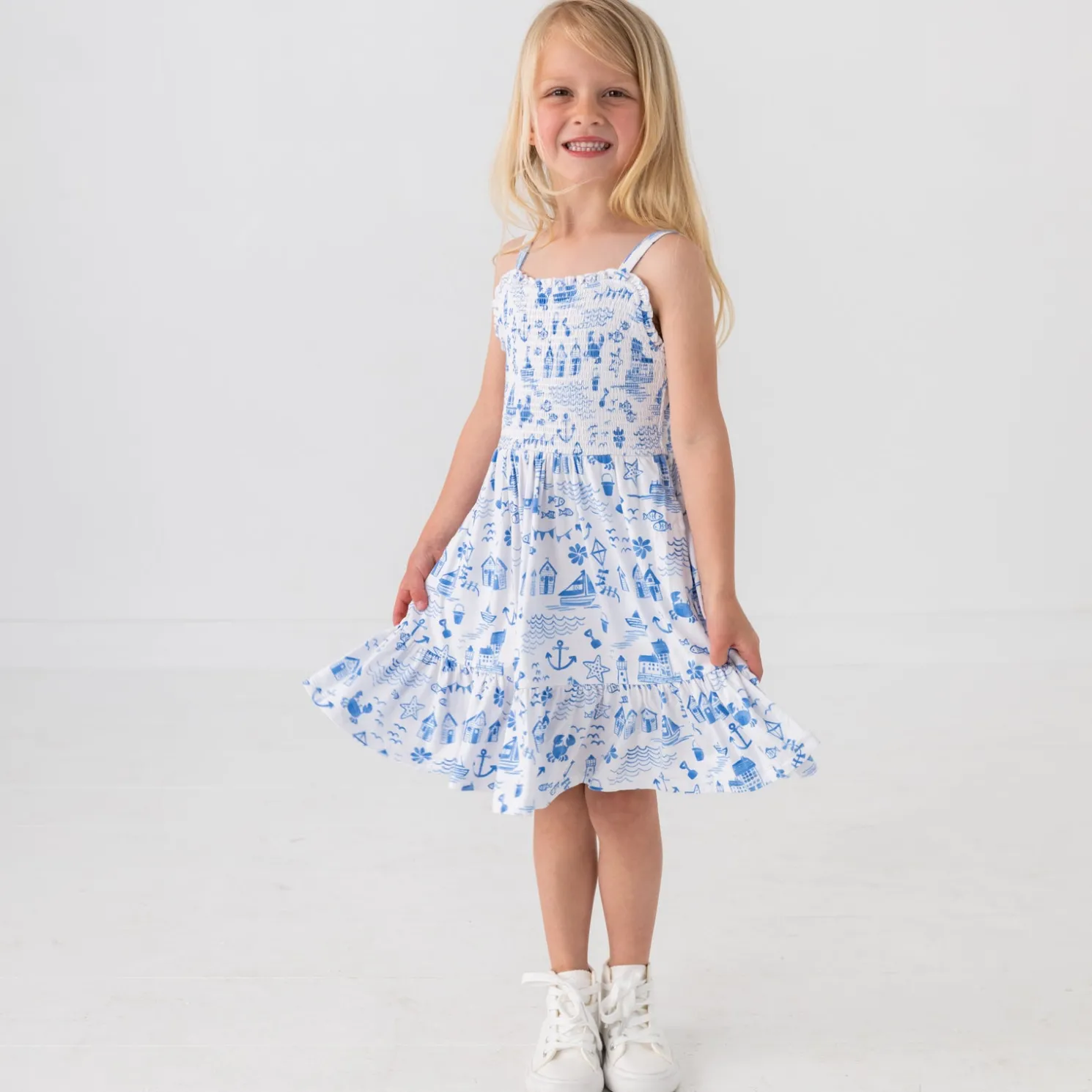 Tidal Treasures Smocked Tank Dress