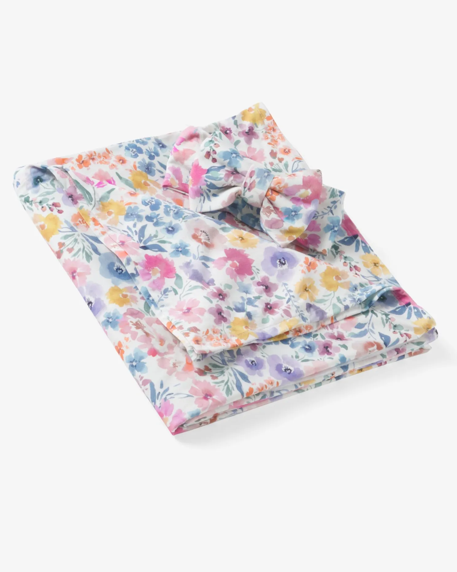 Tiny Blooms Swaddle & Luxe Bow Headband Set