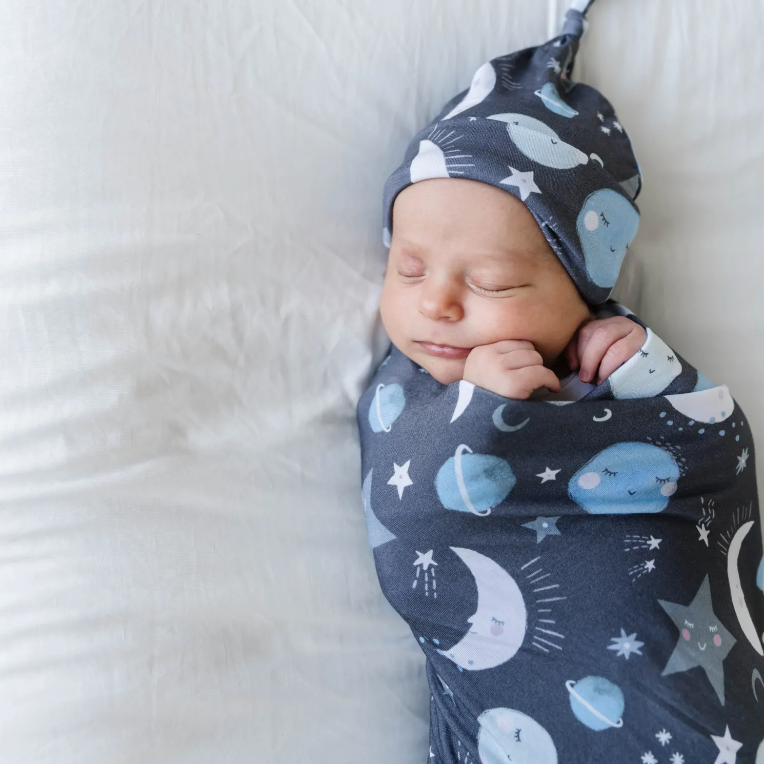 To the Moon & Back Swaddle & Hat Set