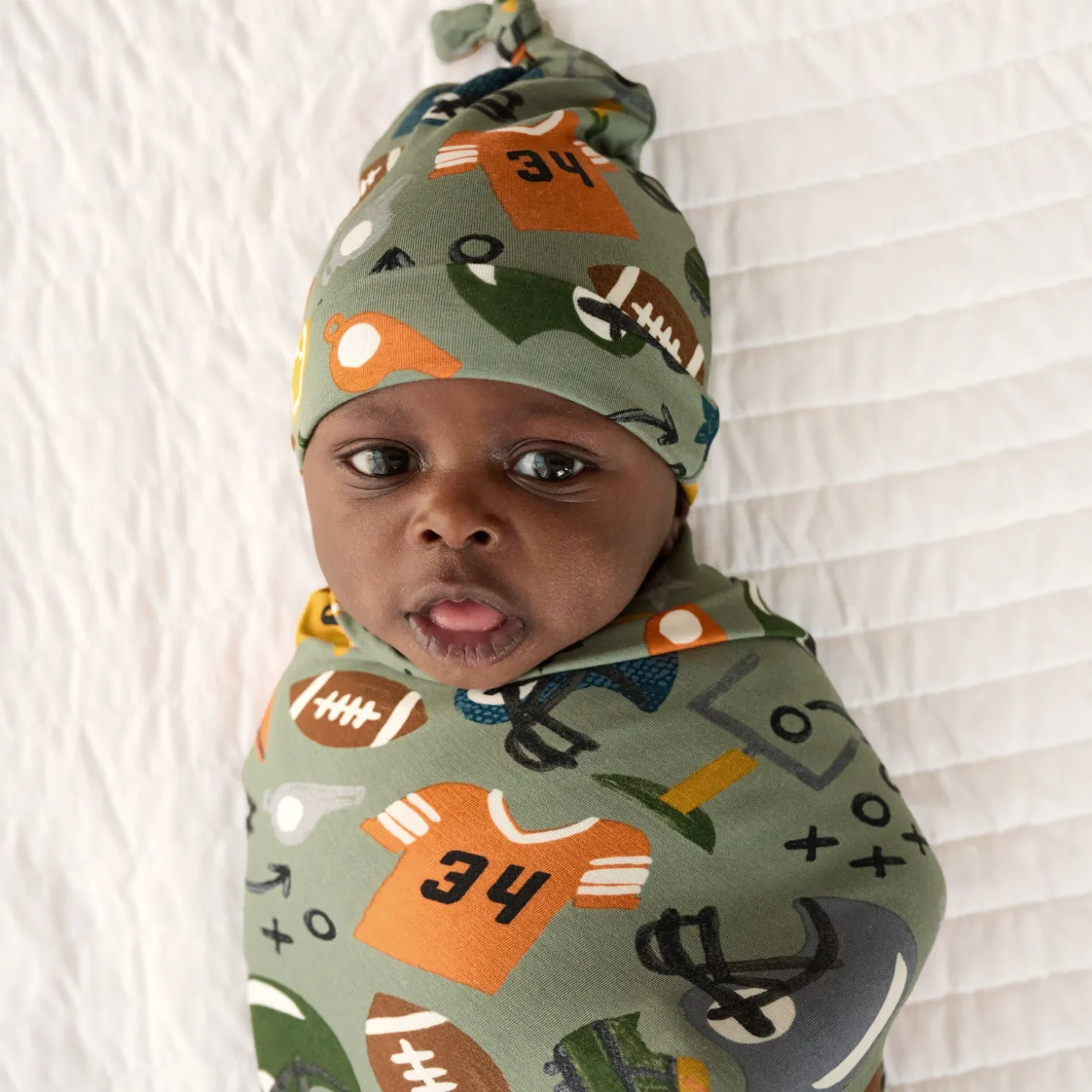 Touchdown Time Swaddle & Hat Set