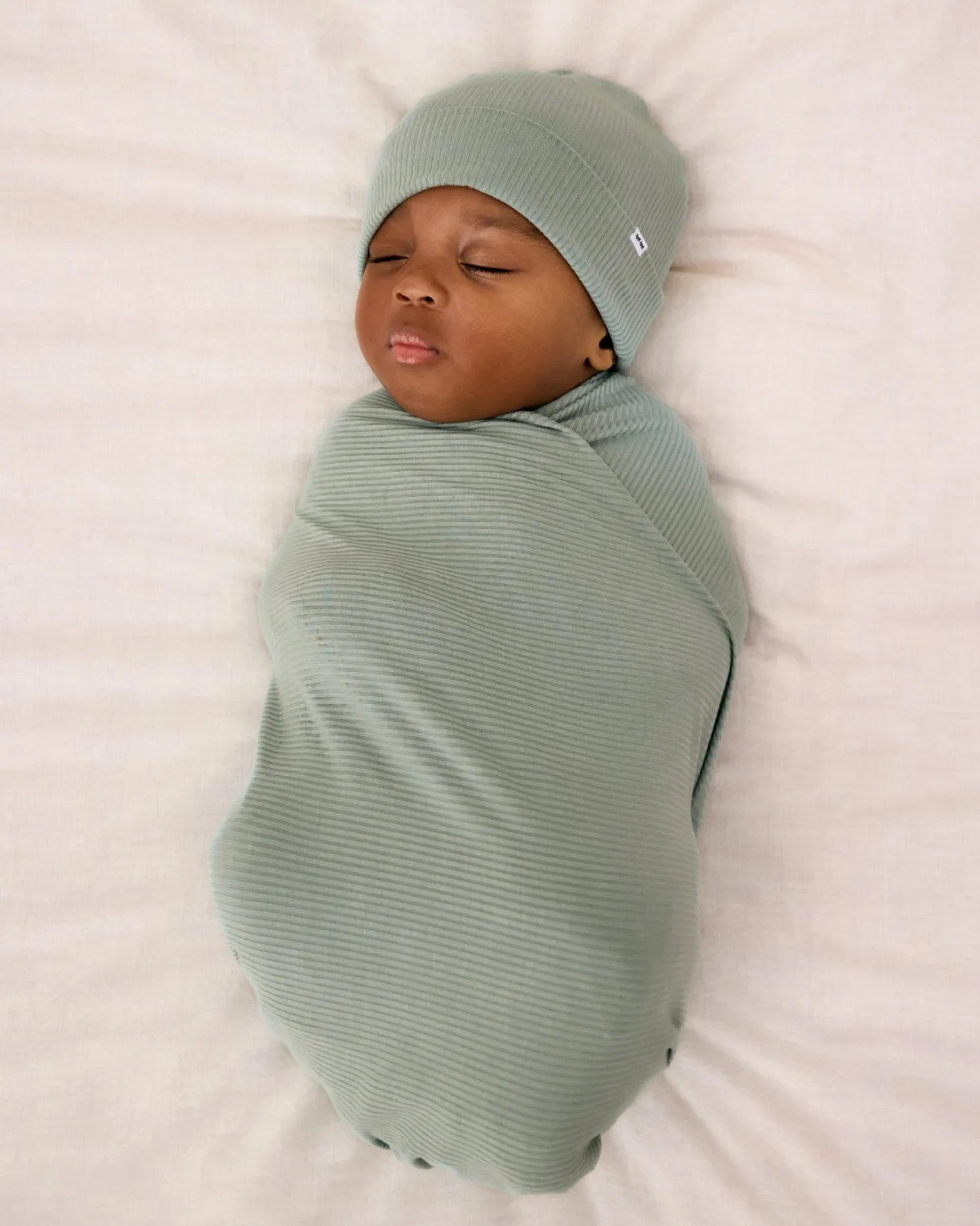 Willow Ribbed Swaddle & Infant Beanie Set